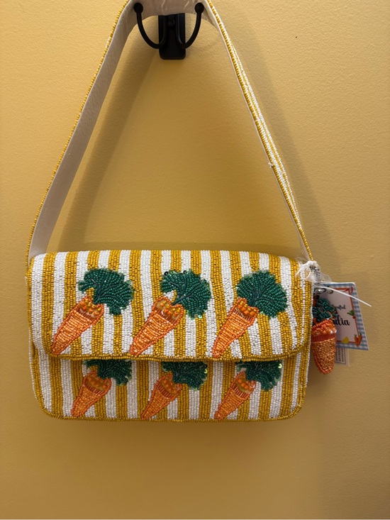 Hand crafted in India Handbags - Hand crafted India Beaded Carrots Shoulder Bag Yellow-Green. NWT Tik Tok Viral